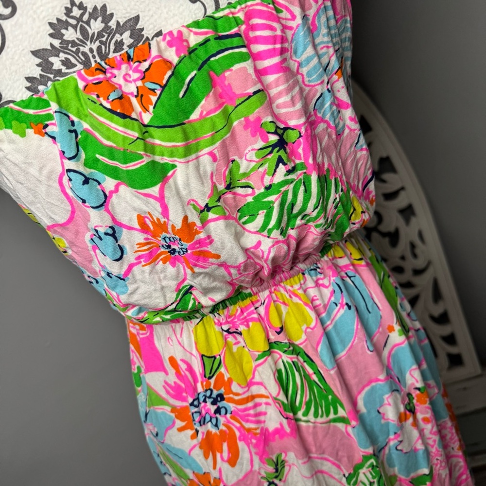 Lilly Pulitzer x Target Nosey Posey Tropical Floral Strapless Maxi Dress Boho - Picture 10 of 13
